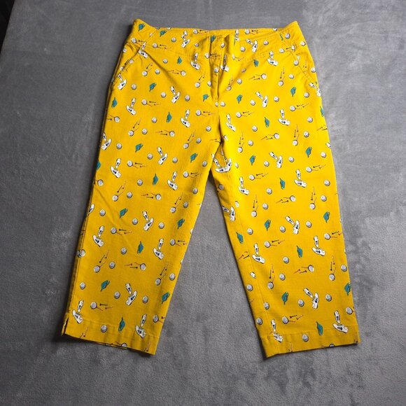 Izod Golf Womens Cropped Pants 12 Fun Golf Themed Print Mid Rise Stretch - Picture 3 of 7